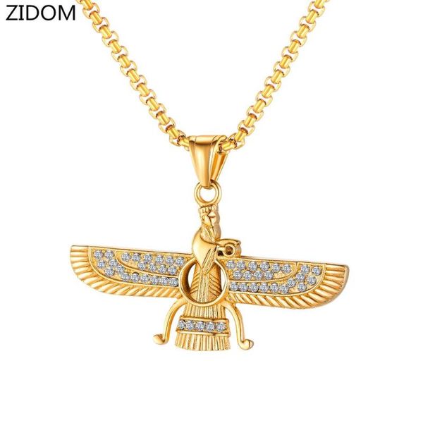 

hip hop faravahar ahura mazda pendant necklaces vintage religion zoroastrian charm pendants hiphop jewelry fashion gifts, Silver
