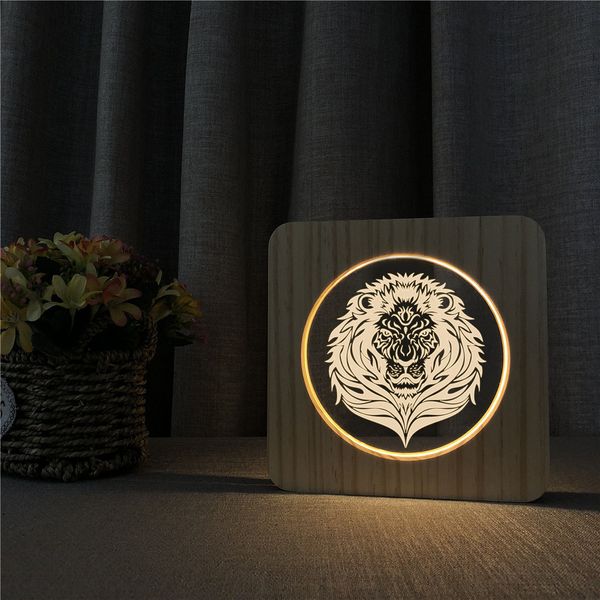

lion head design 3d usb led arylic abs lamp table light switch control carving lamp for children's room decoration dropshipping