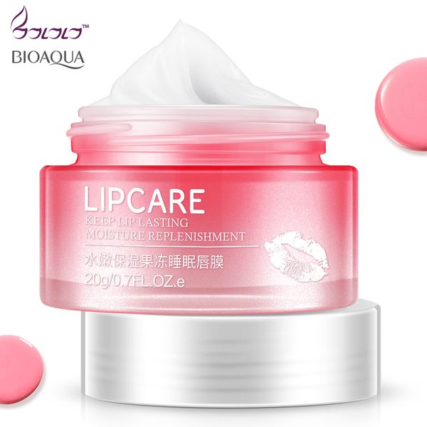 Bioaqua Strawberry Lip Sleeping Máscara Hidratante Esfoliador Lips Balm Hidratante Nutre o Cuidado com Plumper Lips de Lips Naturais