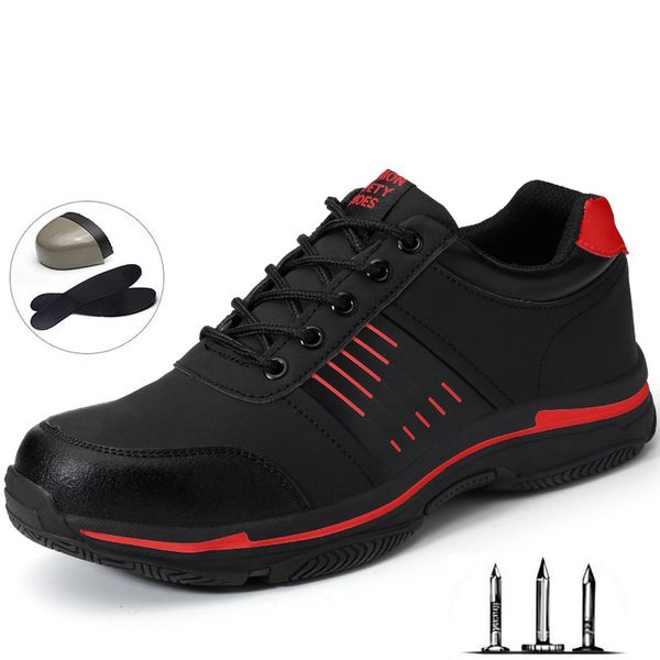 

work boots men's construction outdoor steel shoes men's anti-piercing comfortable four seasons safety shoes, Black