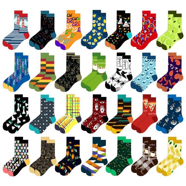

socks & hosiery original design of geometric fruit street for men and women autumn winter astronauts tube, Black;white