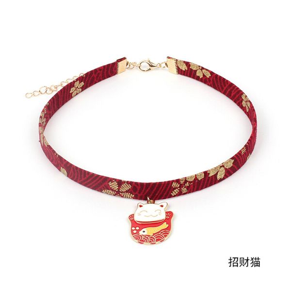 

2020 japanese style women bird cat carp pendant short necklace cute romantic classic ribbon rope choker necklaces, Silver