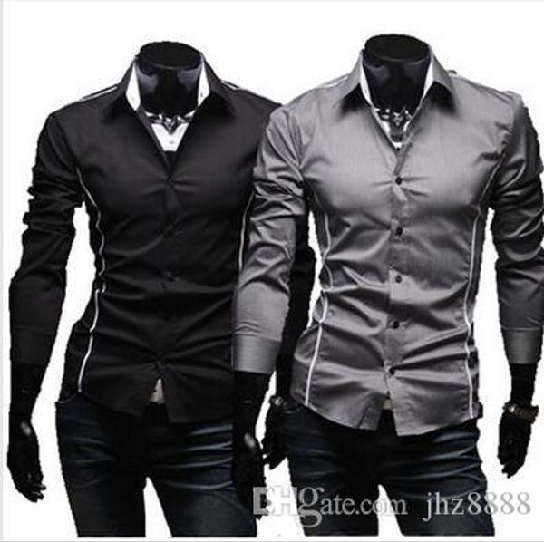 

new fashion men's long sleeve shirts cotton lapel mens slim dress shirts for men busi ness shirts black dfsfddd