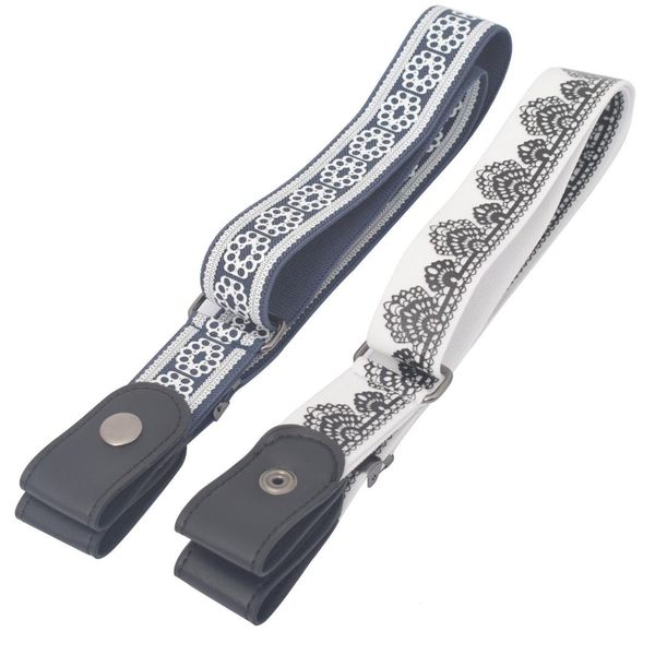 

fashion buckle-belt pu leather women belts floral printed belts elastic belt without buckle ladies easybelt waistband, Black;brown
