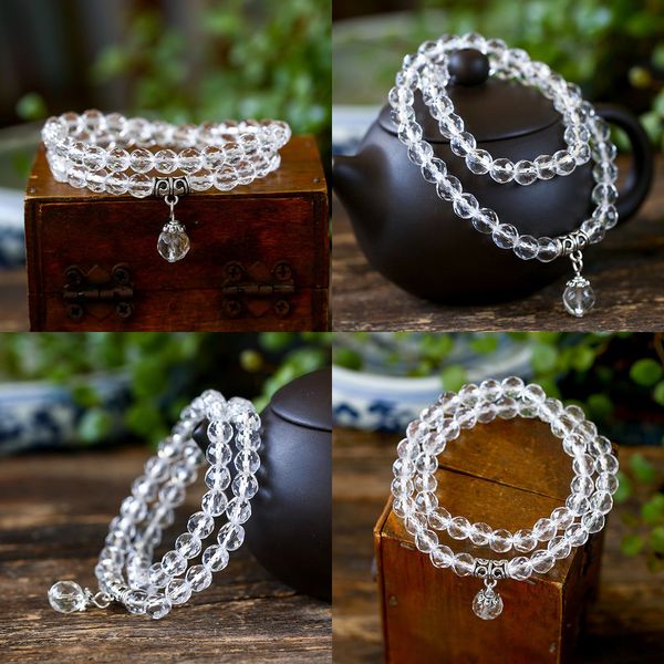 

natural crystal bracelet beads bracelet plain water crystal hand string crystal hand decorate men and women ornaments bracelet mud catholic, Black