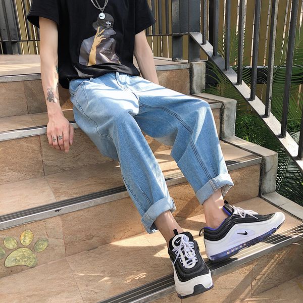 

2019 new national style tide men's cotton comfortable large size street handsome casual sports jeans, Black