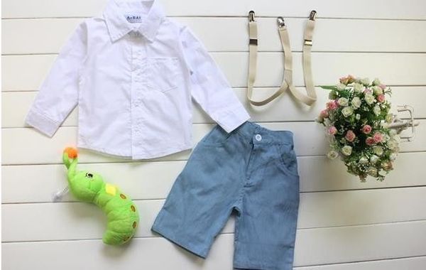 

summer handsome korean version of the boy baby comfortable casual shirt pants two sets k1, White
