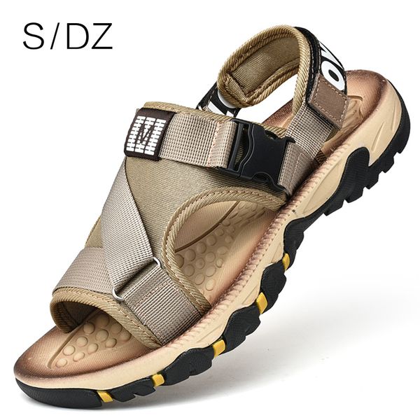 

sdz 2020 new men sandals summer casual shoes natural materials weaving beach sandals men sandalias hombre good price size 39-46, Black