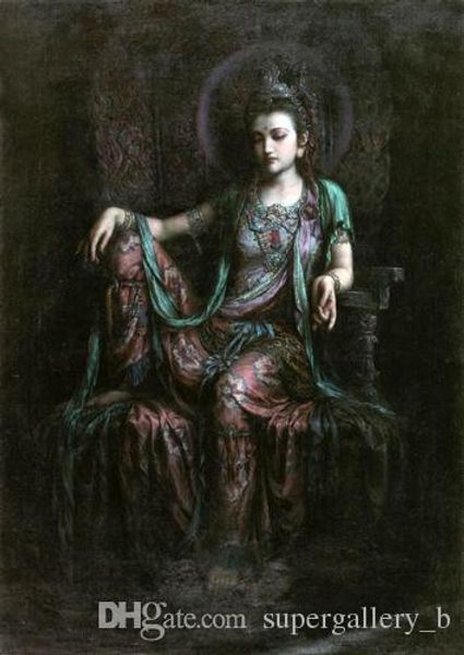 

dunhuang flying seated guanyin kwan-yin avalokitesvara handpainted & hd print oil painting wall art on canvas home decor p123