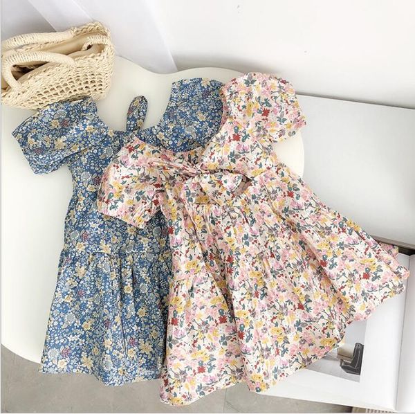 

2020 новые девушки printed платье лук мода лето хлопок девочек платья 1-6 лет qh413, Red;yellow