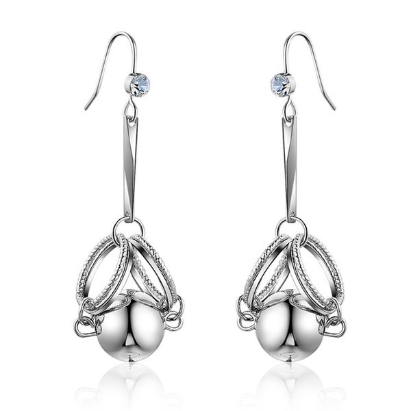 

fashion silver earrings dangle drop platinum plated glass stone crystal imitation ear hook, Golden