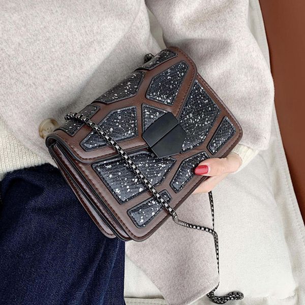 

travel women handbag designer female shoulder bags ladies crossbody bags small pu leather sequins rivets