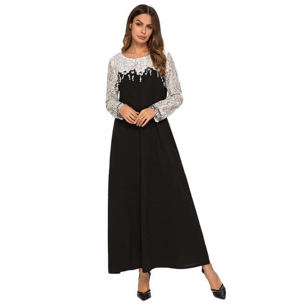 

dubai dress abaya jalabiya islamic women clothing robe women muslim plus szie lace splice longsleeve dress islam jilbab, Red