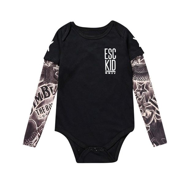 

3d tattoo baby rompers tattoo sleeves rock baby boy romper halloween infant girls jumpsuit long sleeves baby print clothes 2020, White