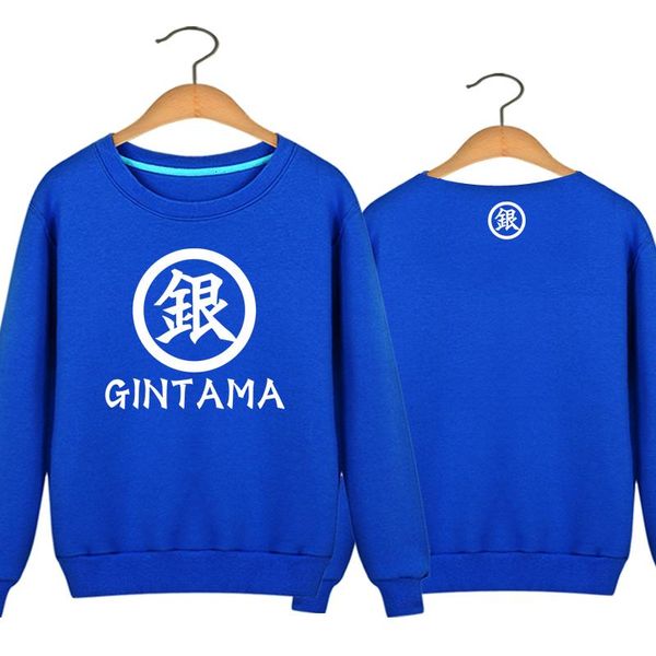 

high-q anime gintama sakata gintoki o-neck hoodie sweatshirts, Black