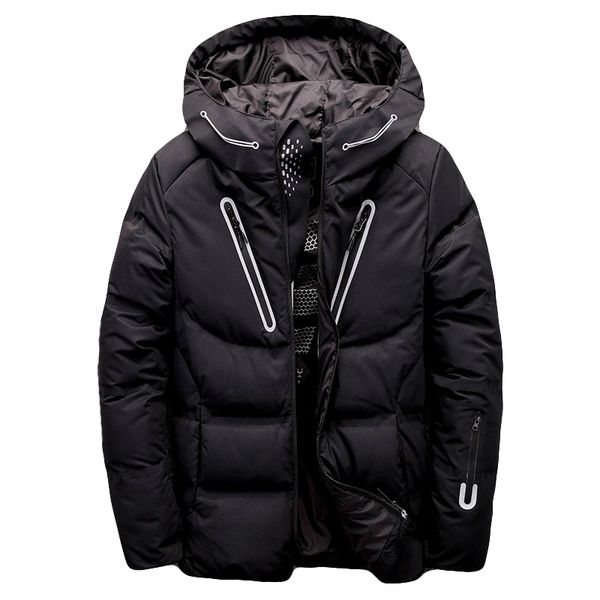 

2019 winter down jacket men casual white duck down coat windproof warm men's winter parka fashion outerwear, Black