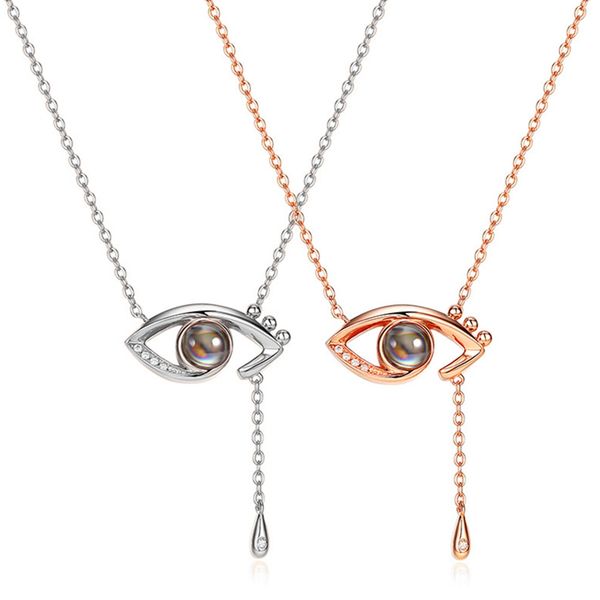 

2018 new arrival rose gold&silver 100 languages i love you projection pendant necklace romantic love memory wedding necklace