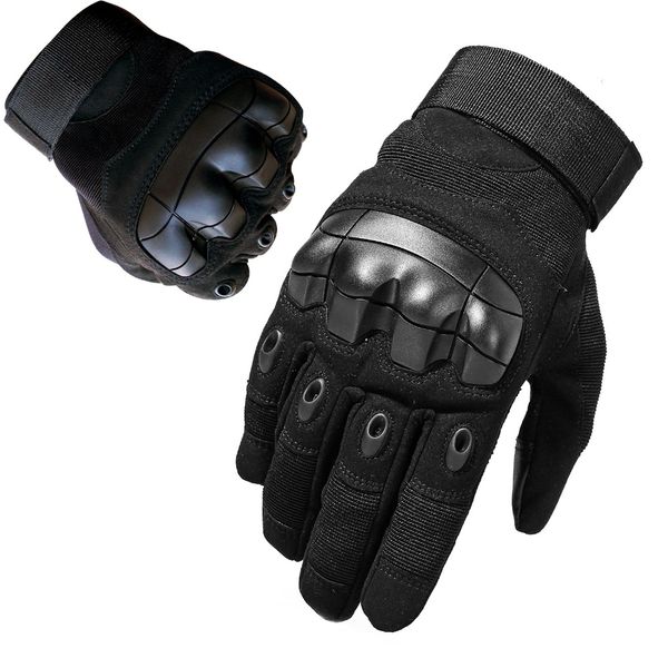 

touch screen outdoor sports men's tactical gloves full finger gloves for cycling camping climbing armor protection shell, Black