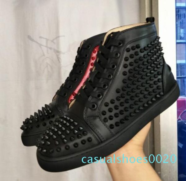 

2017 new wholesale ever-popular lewis suede high-cut red bottom sneaker leahter luxury fashion shoes high casual mens qa20, Black