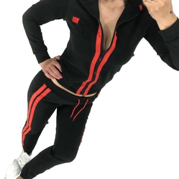 

fashion women solid color print stitching blouse and pants clothe sports set two piece set tracksuit women, Gray