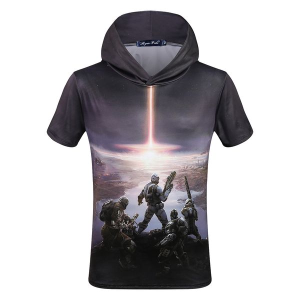 

мужская дизайнерская 3d с капюшоном с коротким рукавом большой размер короткая футболка толстовка с капюшоном цифровая печать жаждет мира ша, White;black