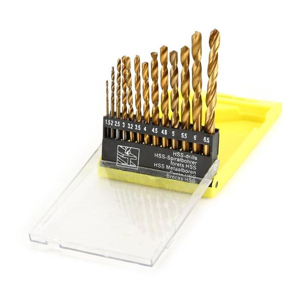 

13 pieces / set of hss drill bits 1.5-6.5mm rotating tool accessories hole saw titanium coated woodworking plastic for drilling