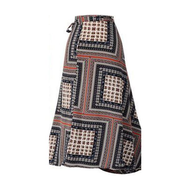 

olome elegant casual beach bandage geometric patterns mid long skirt skirt plus size 5xl 2020 spring summer new woman clothes, Black