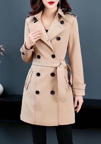

women's trench coats gabardine long windbreaker belt waterproof double-breasted new english style autumn winter solid color british 74z, Tan;black