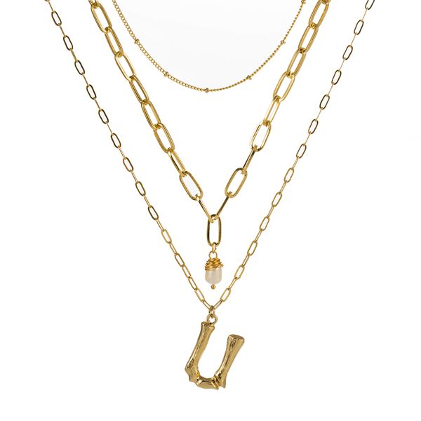 

wholesale- necklace jewelry luxury designer jewelry women gold iced out chains necklace initial letter multilayers necklaces choker ne976-2, Silver