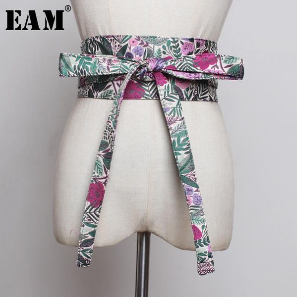 

eam] bow bandage print mixed color long wide belt personality women new fashion tide all-match spring autumn 2020 1b369, Black;brown