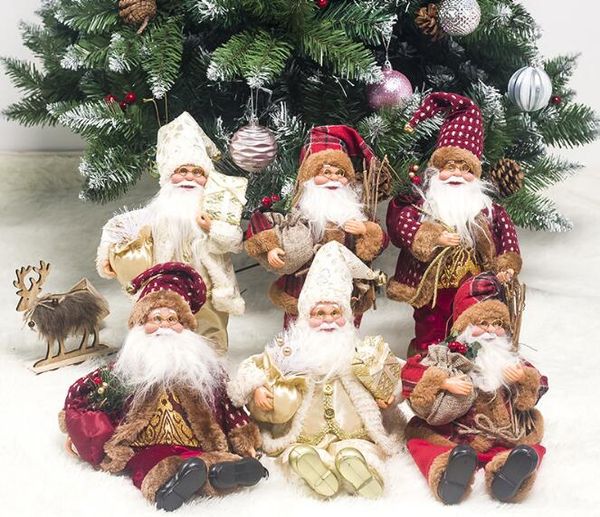 

1pc merry christmas santa claus sitting doll fabric christmas doll decoration children kids gift for house qa 263