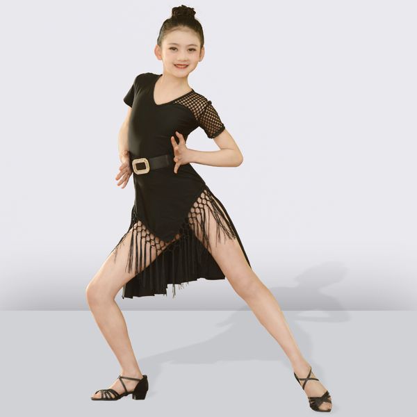2019 Black Tassel Latin Dance Dress For Girls Children Salsa Tango Ballroom Dancing Latin Dresses Kids Practice Dance Clothing From Alluring 60 31
