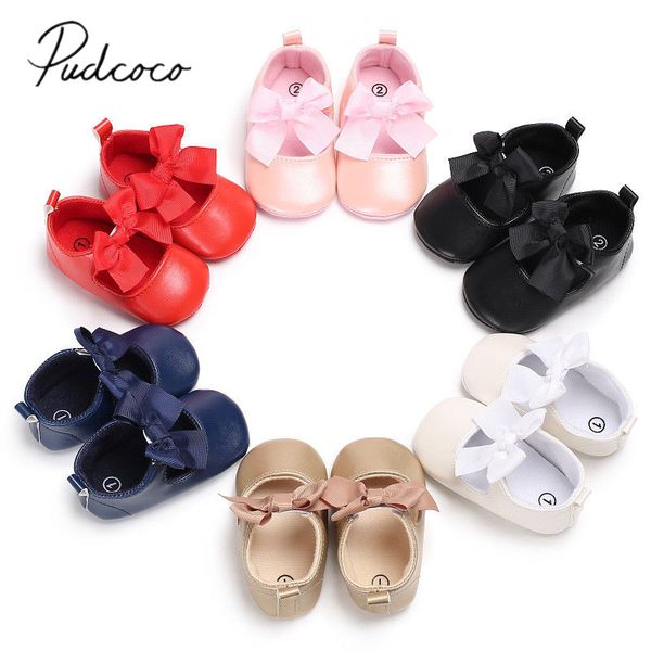 

2018 brand new toddler infant newborn baby girls sneakers bow non-slip crib bow shoes soft sole party prewalkers pu shoes 0-18m