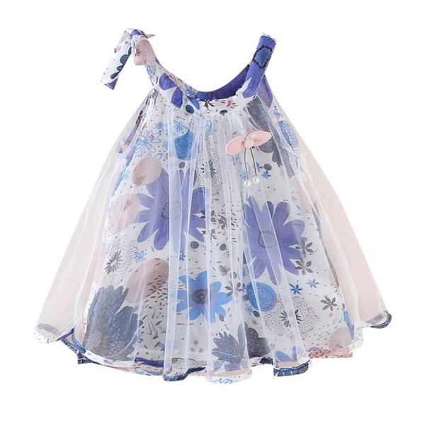 

cute baby girl sleeveless flower vest mesh dress summer children princess strap sundress outfits, Red;yellow