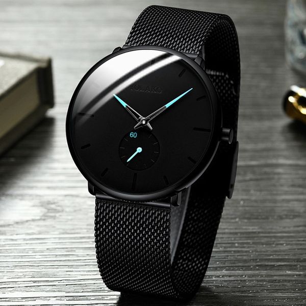 

fashion men's alloy net with watch quartz slim casual personality minimalist male business clock relÃ³gio masculino, Slivery;brown