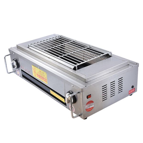

camp kitchen gas bbq commercial stainless steel smoke-environmentally friendly barbecue with fan oyster grill sc-05