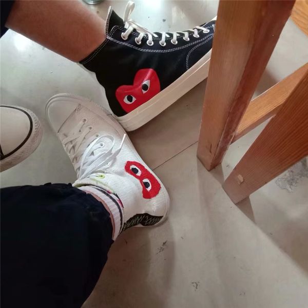 

cdg kawakubo rei commÃ¨ des garÃ§ons play x convÃ¨rse chuck all-star taylor 1970s sneakers canvas polka dot white low shoes 35-44 112134, Black