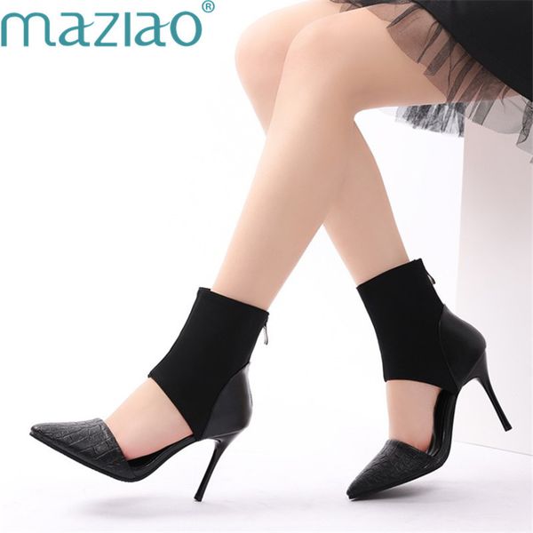

female shoe pointed toe leopard print fine heel classics office career rubber women shoes genuine leather shoes maziao, Black