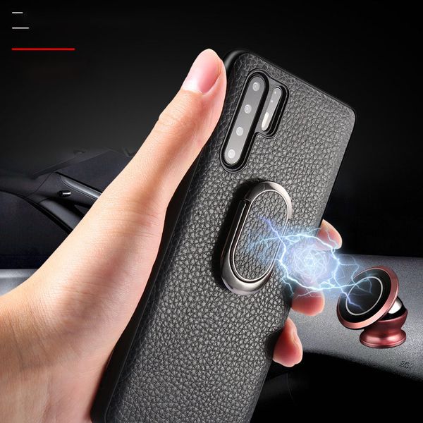 

crocodile texture phone cases for huawei p30 mate20 pro p20 lite car holder leather cover magnetic suction ring bracket fundas new
