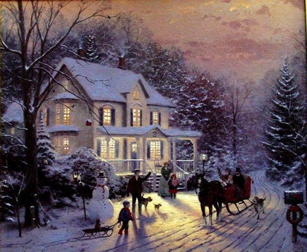 

thomas kinkade home for the holidays home decor handpainted & hd print oil painting on canvas wall art canvas pictures 200131