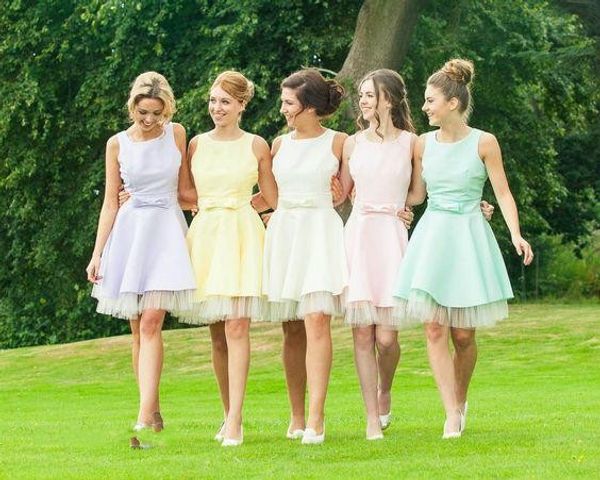 pastel coloured bridesmaid dresses