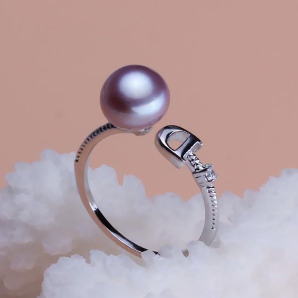 

eternal wedding women gift word 925 sterling silver real [bright pearl] genuine natural freshwater pearl rings, rings 925 silver, Golden;silver