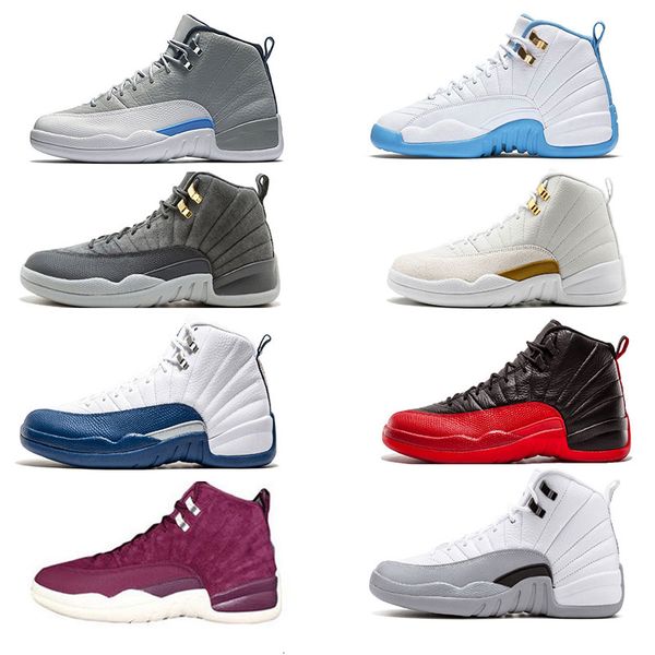 

12 black nylon mens basketball shoes taxi the master wolf grey gamma blue playoffs white wool sneakers