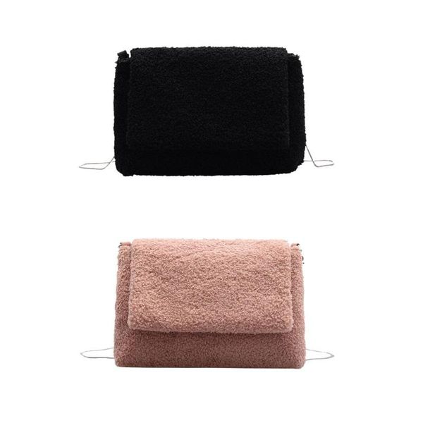 

new fashion classic women shoulder messenger bags solid color retro plush chain crossbody ladies casual travel handbags
