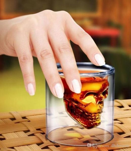 

skull cup wine glasses crystal skull beer cup personal bar creative cocktail double layer transparent glass whiskey cup