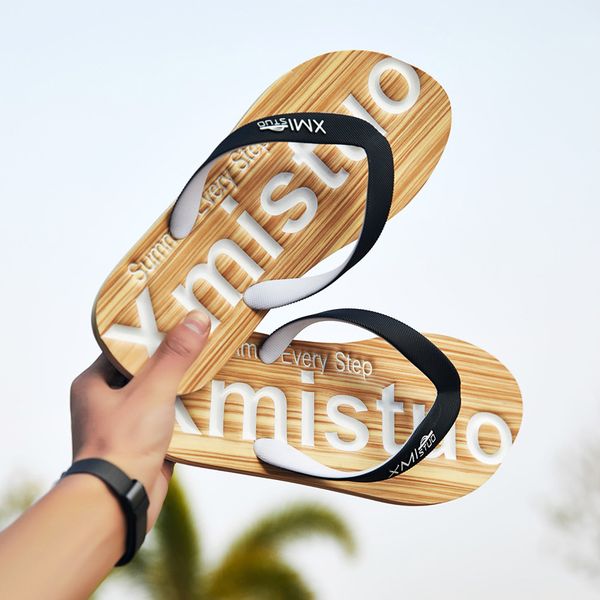 

new style summer men's slippers the flip flops non-slip pinch slide sandals trend cool leisure beach shoes soft bottom tide, Black