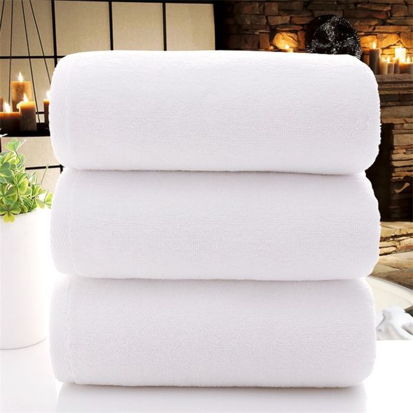 

70*140cm wholesale cotton l bath towel beauty salon white thick large bath towel washable