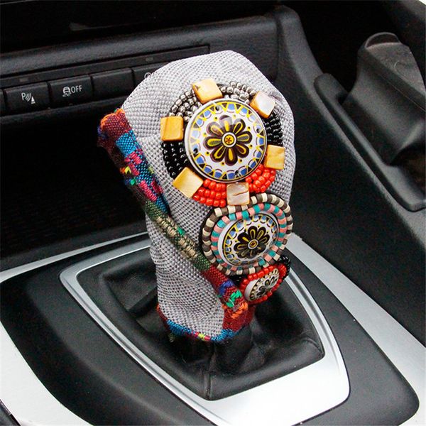 

mix] 20pcs personality national style car gear shift knob sleeve covers cotton and linen auto interior decoration accessories