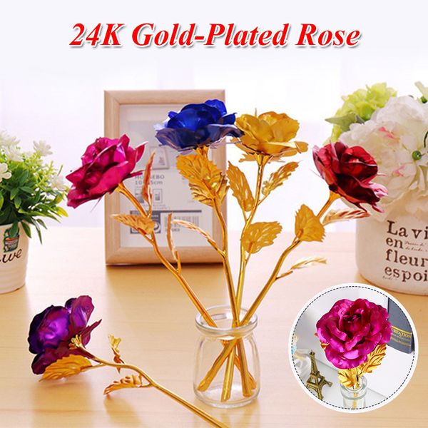 Foglio di alluminio placcato rosa placcato lamina d'oro 24k placcato rosa regalo di San Valentino amante rosa regali di giorno di Natale decorazione della casa