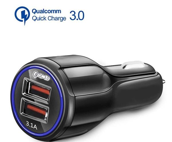 Автомобильное зарядное устройство QC3.0 быстрое зарядное устройство Dual 2 USB-порт быстрое автомобильное зарядное устройство CE FCC ROHS сертифицировано для планшета Samsung Samsung Huawei